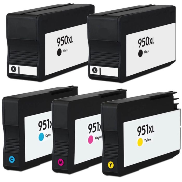 High Yield HP 950 XL 951 XL Multipack of 5 Ink Cartridges: 2 Black, 1 Cyan, 1 Magenta and 1 Yellow
