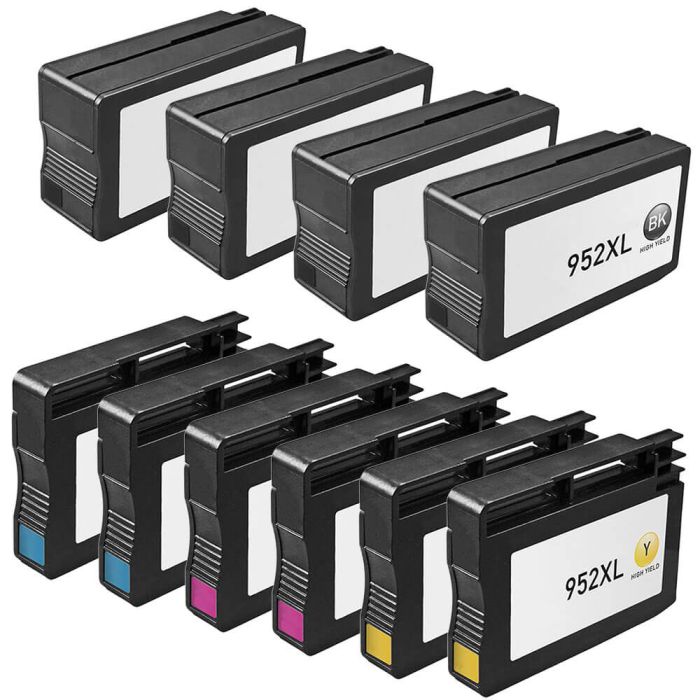 High Yield HP Ink 952 Combo Pack of 10 Cartridges XL: 4 Black, 2 Cyan, 2 Magenta, 2 Yellow
