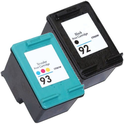 HP 92 93 Ink Cartridge Combo Pack of 2: 1 x 92 Black and 1 x 93 Tri-color