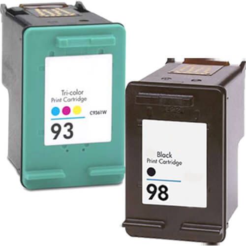 HP 93 Ink & HP 98 Ink Cartridges 2-Pack: 1 Black, 1 Tri-color