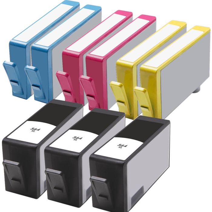 High Yield HP564XL Combo Value Pack of 9 Ink Cartridges, 3 Black, 2 Cyan, 2 Magenta, 2 Yellow