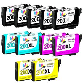 High Yield Epson T200XL 11-Pack Ink Cartridges: 5 Black, 2 Cyan, 2 Magenta, and 2 Yellow