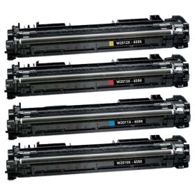 High Yield HP 659X Toner Cartridges Set Combo Pack of 4: 1 Black, 1 Cyan, 1 Magenta, 1 Yellow