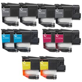 Brother LC501 Printer Ink Cartridges Combo Pack of 10: 4 Black, 2 Cyan, 2 Magenta, 2 Yellow