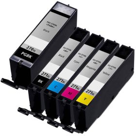 High Yield Canon Ink Cartridges 270 271 XL Value Pack 5: 1 Pigment Black, 1 Black, 1 Cyan, 1 Magenta, 1 Yellow
