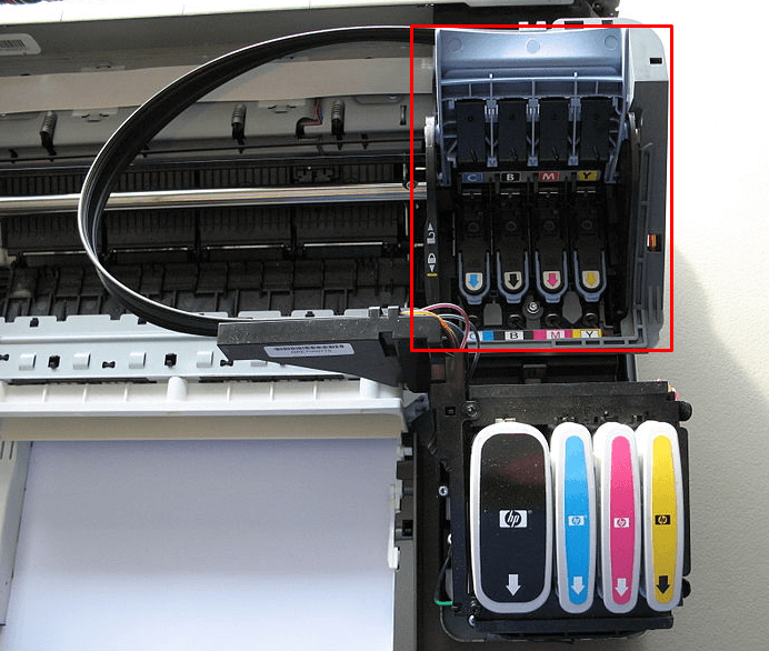 Printhead integrated into the printer without cartridges