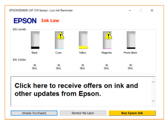 How to check ink levels on Epson printer?