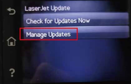 Printer settings - manage updates