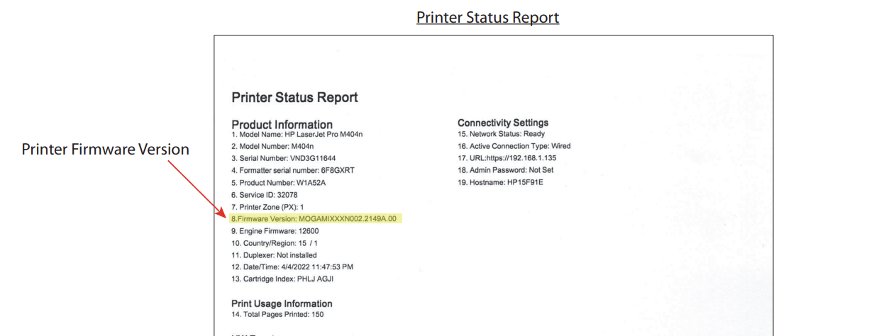 printer status report