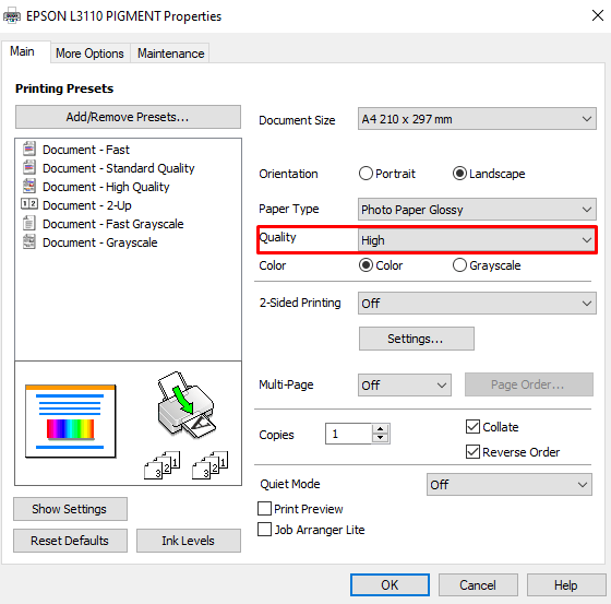 Set Printer to Print Best Quality Photo Prints