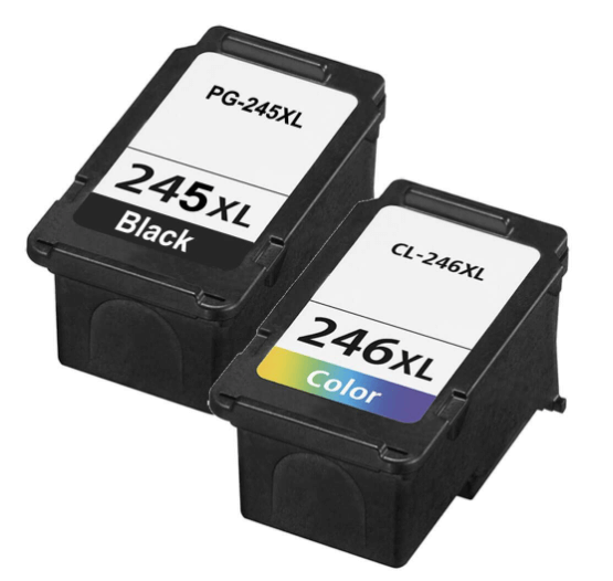 Replacement high yield Canon 245XL black and 246XL color ink cartridges
