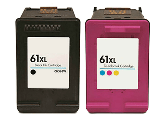 Remanufactured High Yield HP 61XL Black and Tri-color Ink Cartridges 