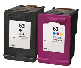 Replacement HP 63 Ink Cartridges: 1 Black, 1 Tri-color - Standard Yield