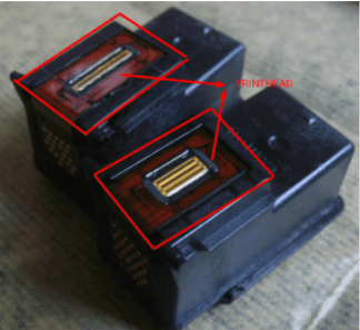 Printheads at the back of a cartridge
