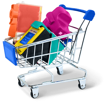 Ink cartridges in a shopping cart