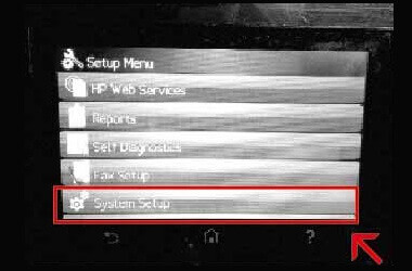 Printer control panel - System setup