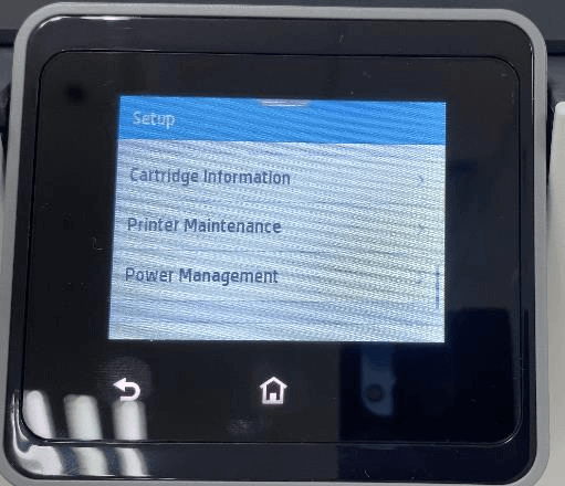 Printer Maintenance option on setup menu
