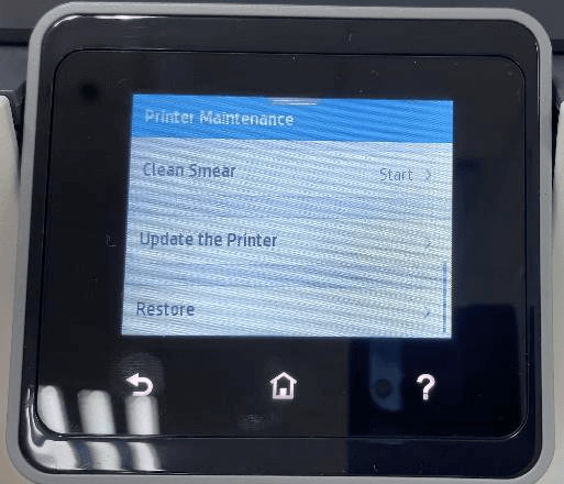 Update the Printer option on Printer Maintenance menu