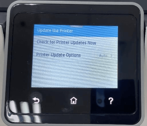 Printer Update Options on Update the Printer menu