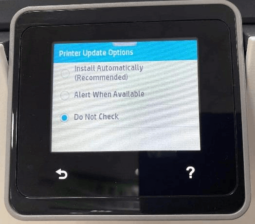 Do Not Check option on Printer Update Options