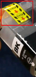 yellow tape on cartridge