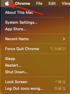 Click on the Apple menu