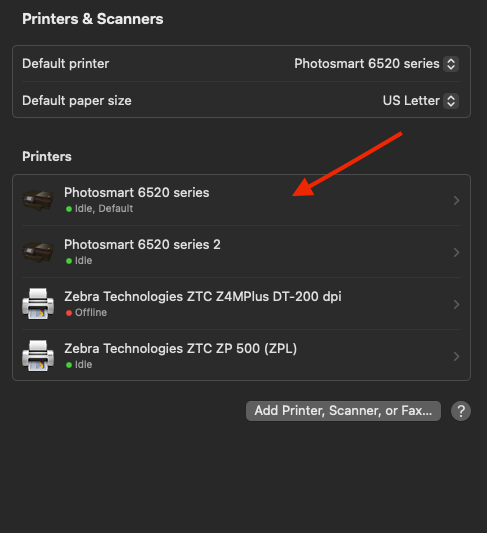 select your printer