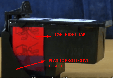 plastic cover on ink cartridges