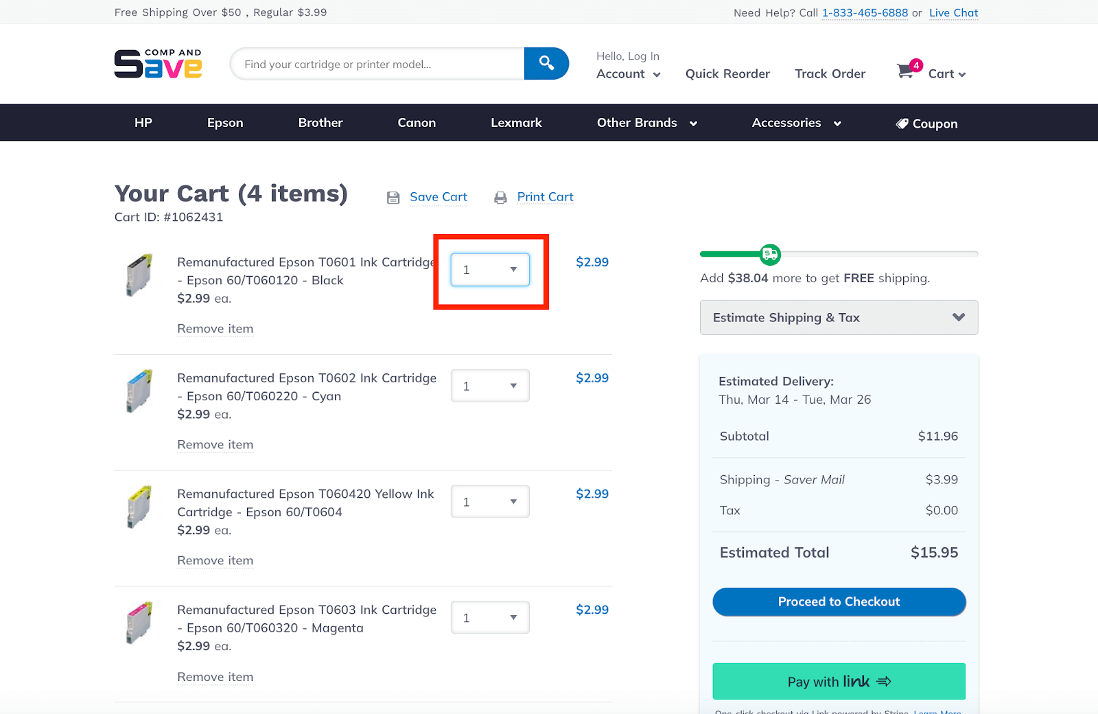 select to change item quantity
